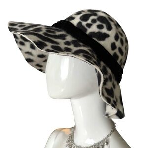 Vintage Animal Print Rabbit Hair Floppy Hat